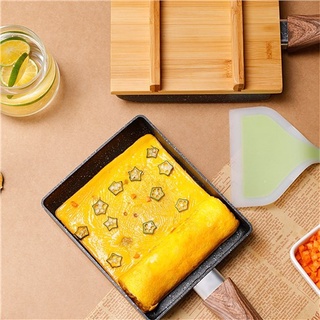 ✿✧✹13*18cm Japanese Non Stick Frying Pan Glass Lid Spatula Tamagoyaki Fry Egg Pancake Maker Aluminum Pot Kitchen Cookwar