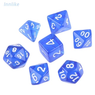 Inn 7-Dice Sided D4 D6 D8 D10 D12 D20 ชุดเกมลูกเต๋าโพลีเมอร์ Rpg ของเล่นสําหรับเด็ก