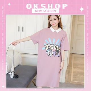 QKshop 💌🍊 โอ้โห้สาวๆ ชุดเดรสแต่งคอปกน่ารักมากสกรีนลายการ์ตูนชิคๆ หวานๆสดใสมากจ้าแม่ คนไหนยังไม่มีต้องรีบแล้ว💫