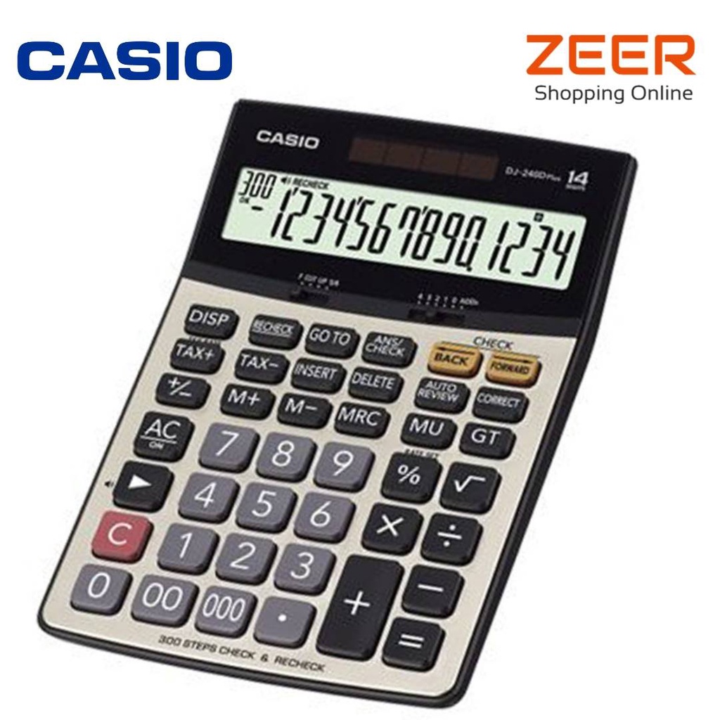 เครื่องคิดเลข สีบรอนซ์ทอง คาสิโอ DJ-240D PLUS 14หลัก  ข้อมูลสินค้า เครื่องคิดเลข สีบรอนซ์ทอง คาสิโอ 