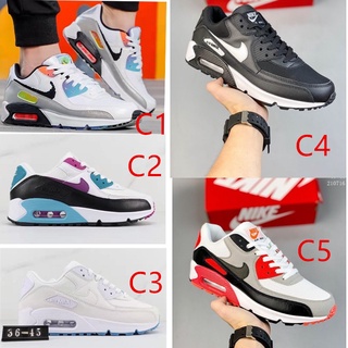 100% ของแท้ Nike Air Max 90 ตาข่ายระบายอากาศผู้ชายรองเท้าลำลองรองเท้าผู้หญิง ซีรีส์คลาสสิกเบาะลมเล็กรองเท้ากี รองเท้าวิ