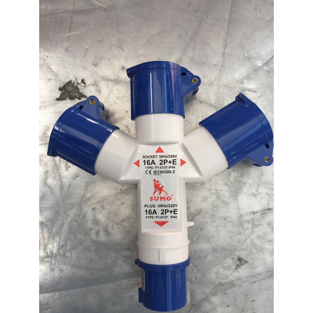 🔥โค้ดINC3LEL3ลด30฿พาวเวอร์ปลั๊กพ่วงและเต้ารับ เข้า 1 ทาง ออก 3 ทาง IP44 220V 2P+E 16A Power Plug and