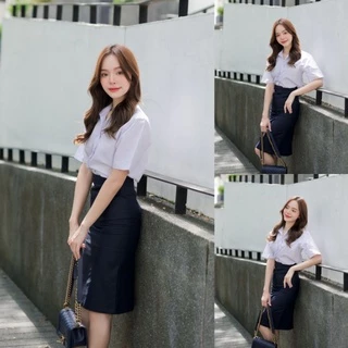 กระโปรงทรงเอ ผ้าเสริทกระโปรงพิธีการ รับปริญญา ผ้าเสริท ความยาว 24 นิ้ว 🔵สีกรม /สีดำ⚫เอว 23- 34