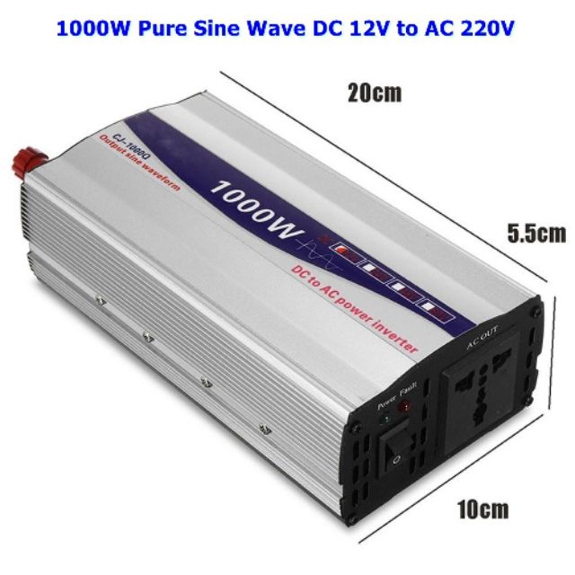 ชอบสั่งเลย Power Inverter Pure Sine Wave DC 12V to AC 220V 1000 w. ใครยังไม่ลอง ถือว่าพลาดมาก !!