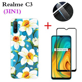 realme c 3 ฟิล์มกระจกนิรภัย+เลนส์กล้อง+เคสโทรศัพท์มือถือ (3 in 1)