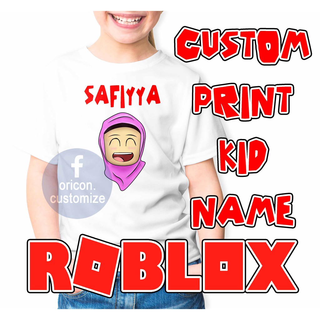 Roblox Tshirt gaming tee เกมมือถือ baju budak roblox tee ผ้าฝ้ายเสื้อยืด GFX พิมพ์ชื่อเสื้อ Tudung น