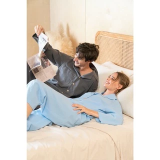 Solstice Home ชุดนอน Mellow Evening แขนยาวขายาว - ผ้า Plain Cotton มินิมอล ทำจากผ้าฝ้าย 100%