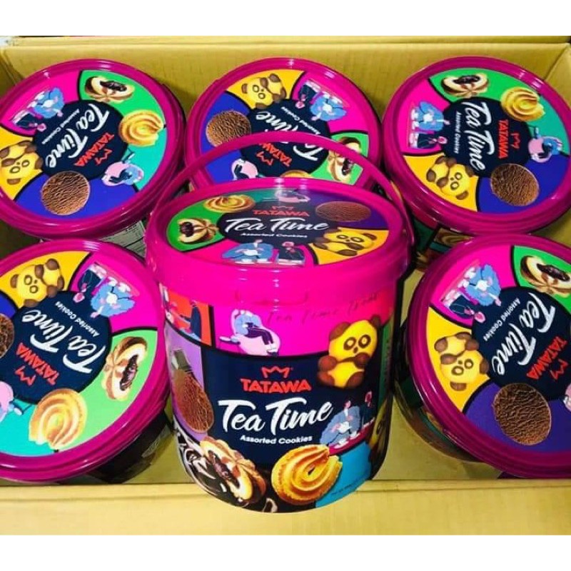 ใหม่‼️ค่าส่งถูกทักแชท📦จำหน่ายยกลัง/12ถัง คุกกี้ตาตาว้าถัง [Tatawa Tea Time Assorted Cookies]400g. รว