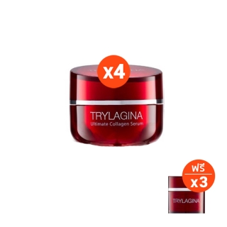 Trylagina collagen serum ไตรลาจิน่า เซรั่มฟื้นฟูริ้วรอย ลดจุดด่างดำ (30g) 4 กระปุก + แถมฟรี ไตรลาจิน่า (5g) 3 กระปุก