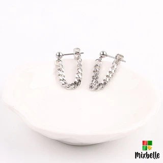 ต่างหูโซ่ จิวหู Stainless Steel แท้ ไม่ลอก ไม่ดำ เครื่องประดับสแตนเลส (รหัส XO)
