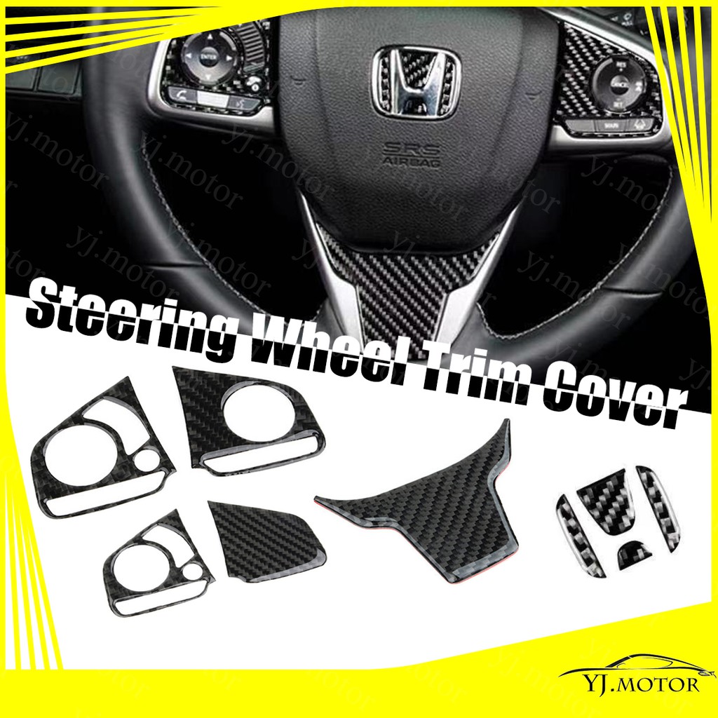 สําหรับ 2016 - 2020 Honda Civic FC FK ฝาครอบพวงมาลัย Trim คาร์บอนไฟเบอร์ออกแบบสติกเกอร์ตกแต่ง