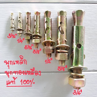 พุกเหล็กชุปทองเหลือง 1/2”-5/8”-3/4”