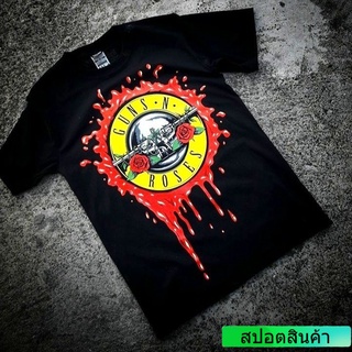 เสื้อยืดผ้าฝ้ายพิมพ์ลายแฟชั่น เสื้อยืดผ้าฝ้าย 16R277 NTS GNR GUNS N ROSES HARD ROCK BAND RED BLOOD BULLET DESIGN แบบใหม่