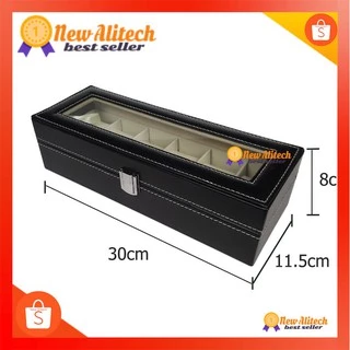 New Alitech กล่องนาฬิกา แบบ6ช่อง watch box - สีดำ 6 ช่อง