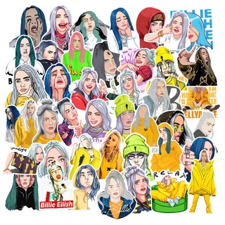 สติกเกอร์ ลายนักร้อง Billie Eilish กันน้ํา สําหรับติดตกแต่งกระเป๋าเดินทาง กีตาร์ 50 25 10 ชิ้น