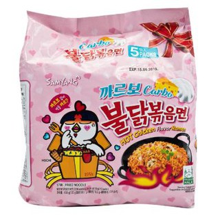 SAMYANG ซัมยัง ราเมน รสคาร์โบนาร่าไก่เผ็ด ขนาด 130กรัม จัดชุด 5ซอง บะหมี่กึ่งสำเร็จรูป SAMYUNG CARBONARA HOT CHICKEN