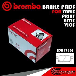 BREMBO ผ้าเบรคหลัง TOYOTA YARIS S 2006-12, COROLLA ALTIS 2008-ON, PRIUS 2010-ON, VIOS 2007-ON (CERAMIC) (P83 083C)