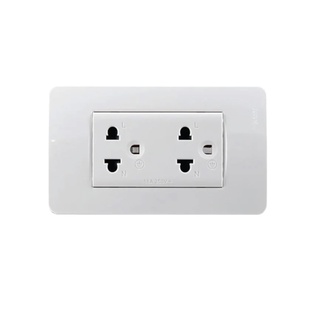 Schneider Electric ชุดเต้ารับปลั๊กคู่ 3 ขา มีม่านนิรภัย พร้อมฝาครอบ สีขาว รุ่น Concept สีขาว ขนาด 2x4 นิ้ว By.. PlugOn