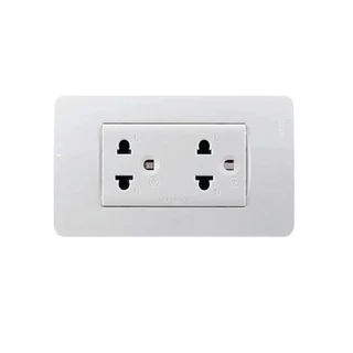 Schneider Electric ชุดเต้ารับปลั๊กคู่ 3 ขา มีม่านนิรภัย พร้อมฝาครอบ สีขาว รุ่น Concept สีขาว ขนาด 2x4 นิ้ว By.. PlugOn
