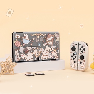 เคสแข็ง แบบใส ลายอลิซ กระต่ายน่ารัก สําหรับ Nintendo Switch และ Switch Oled