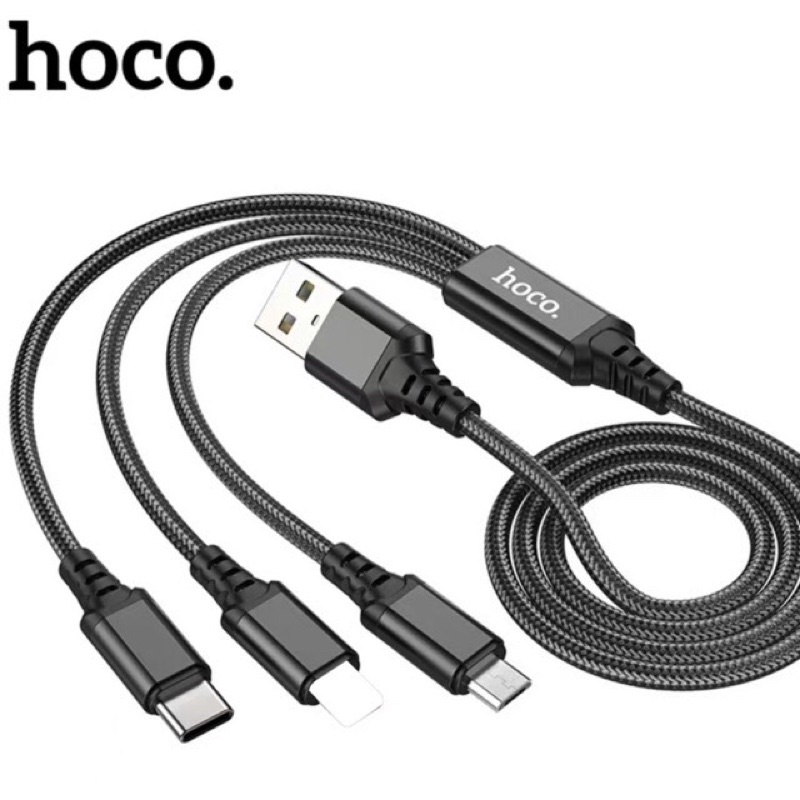 ของแท้100% hoco X76 สายชาร์จ 3in1 2A 1M สำหรับ Micro/Type-C ใช้ง่าย ชาร์จเร็ว สายถัก ไนล่อน คุณภาพสู
