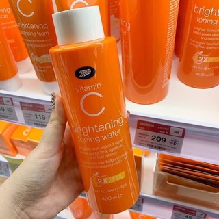 BOOTS VITAMIN C บู๊ทส์ วิตามิน ซี ไบรท์เทนนิ่ง โทนนิ่ง วอเตอร์ 400มล.