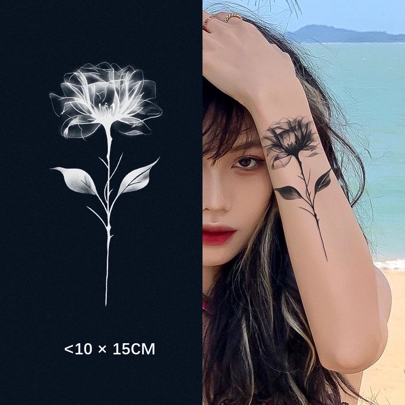 Mars Tattoo NEW Technology - รอยสักกึ่งถาวรสีสดนาน 2 สัปดาห์, สติกเกอร์รอยสักชั่วคราว, ดีไซน์กุหลาบและดอกไม้, D016