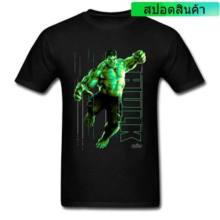 เสื้อยืดสุดเท่ราคาต่ำสุด!! เสื้อยืดผ้าฝ้าย พิมพ์ลายซุปเปอร์ฮีโร่ Marvel s The Incredible Glow Hulk สีดํา คุณภาพดี สําหรั