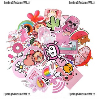 สติกเกอร์กันน้ํา สีชมพู 50 ชิ้น /
