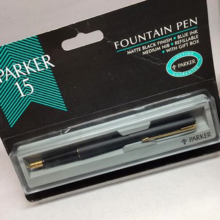 ปากกามือสอง ของแท้  PARKER fOUNTAIN PEN UK Black rasin ตัวเรือนเครือบดำ