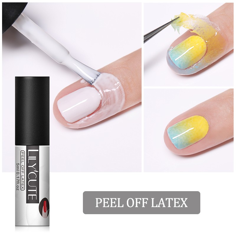 Lilycute 5ml Peel Off Nail Latex Anti-spill Moisturizer กาวไม่มีกลิ่นเล็บ Art