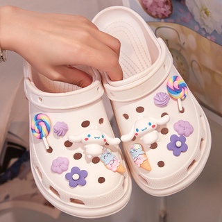 Crocs jibbitz ชุดอุปกรณ์เสริม หัวเข็มขัด ลายการ์ตูน Cinnamon สีม่วง สําหรับตกแต่ง diy