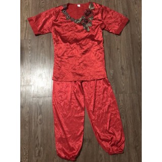 ชุดนอนสีแดง+กางเกง สวย