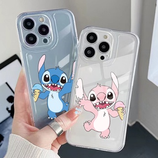 เคสโทรศัพท์มือถือ TPU เจลใส ขอบสี่เหลี่ยม กันกระแทก ลาย Stitch สําหรับ Samsung Galaxy S22 Plus Note 20 Ultra 10 S21 FE S20