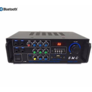 SMCเครื่องขยายเสียง600+600W/AC/DC/BLUETOOTH USB MP3 SDCARDคาราโอเกะดิจิตอลเอคโค่