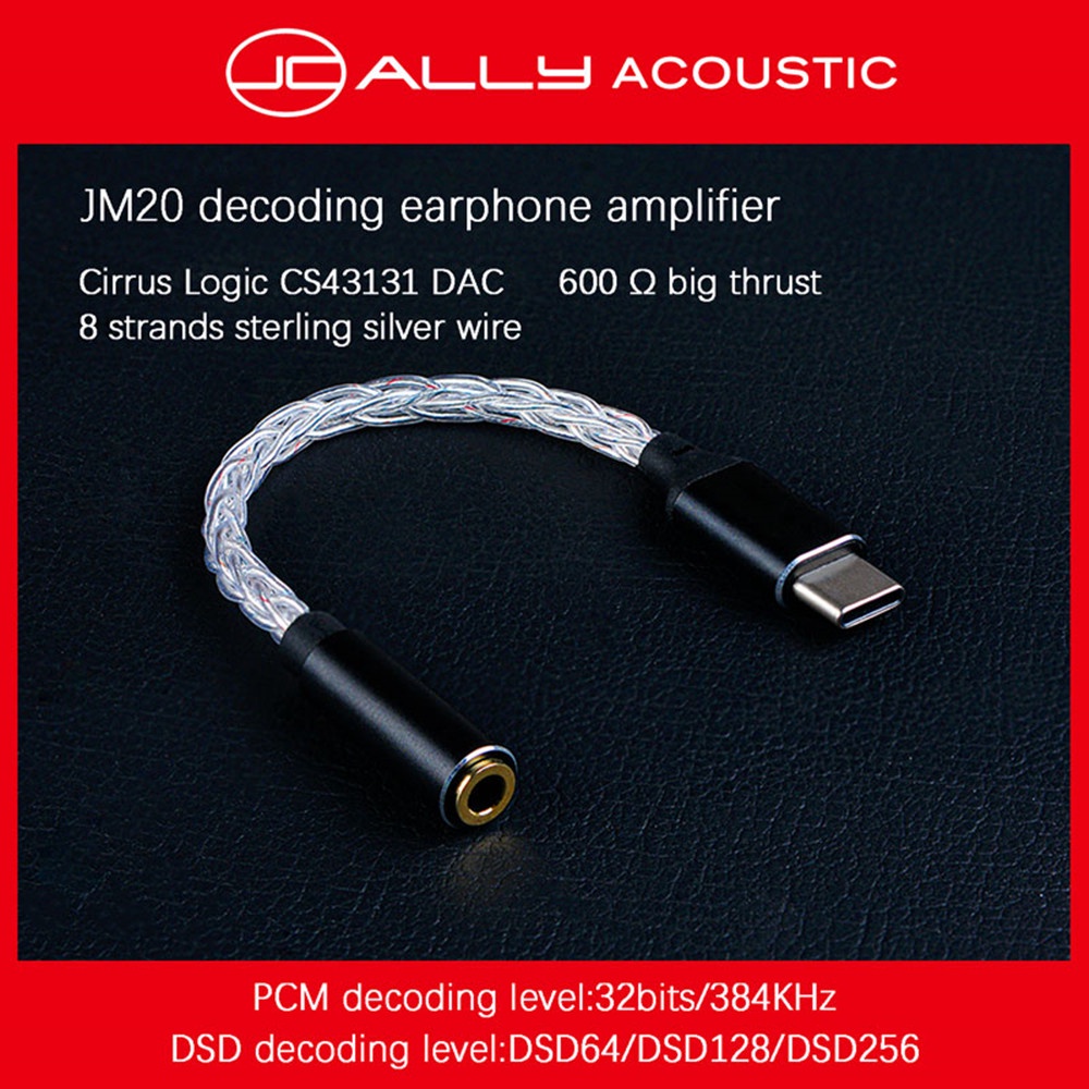 Jcally JM20 อะแดปเตอร์ถอดรหัสหูฟัง CS43131 DAC Type-C เป็น 3.5 มม. ประสิทธิภาพสูง สําหรับ Android Wi