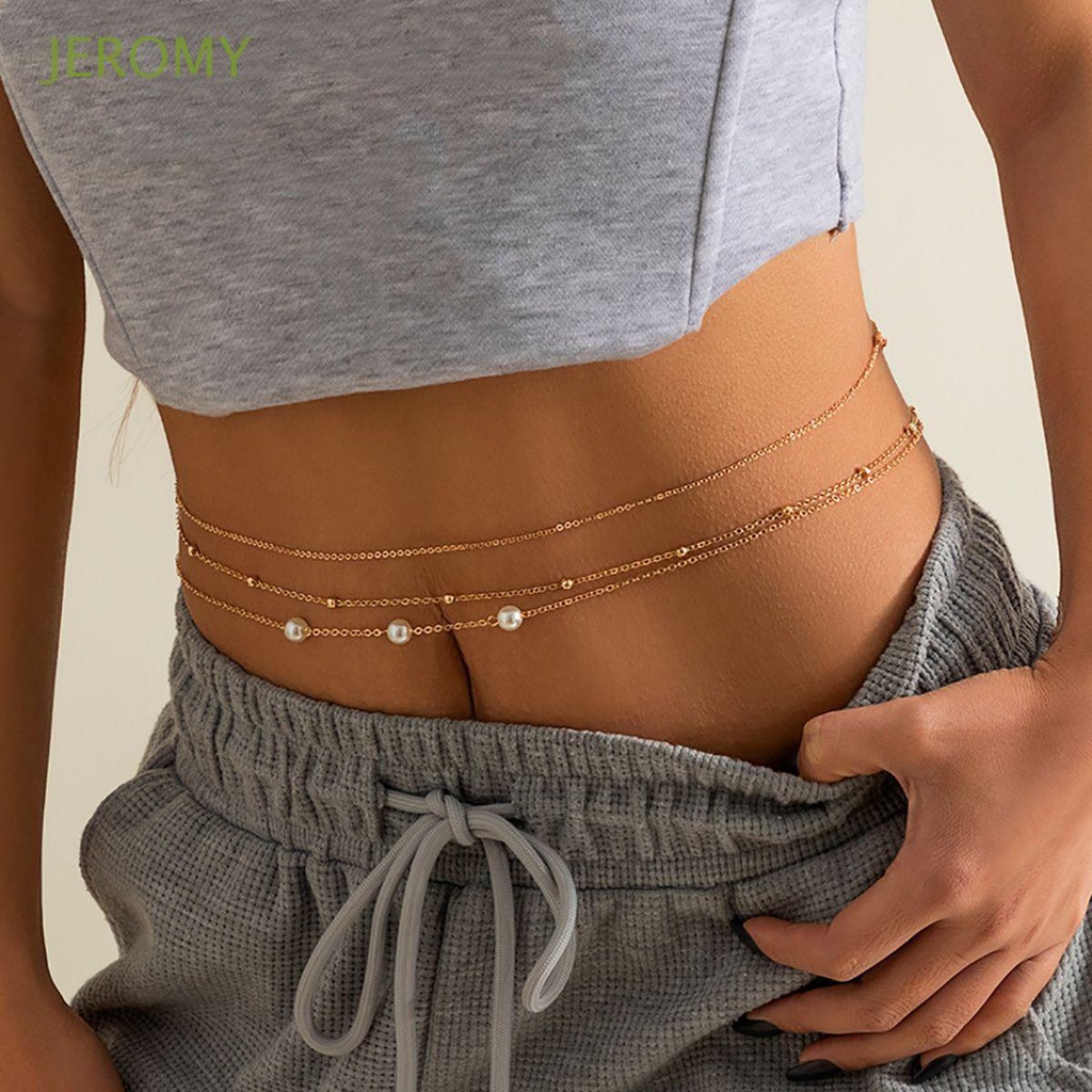 Alma Fashion Beads Belly Chains Boho Summer Beach Layered Waist Chain Sexy Rhinestone Bikini