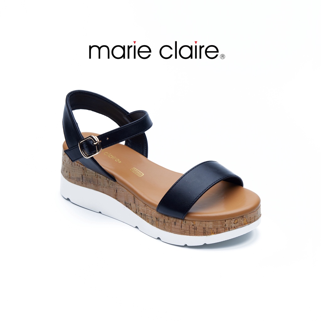 Bata บาจา ยี่ห้อ Marie Claire GENTLE RETRO รองเท้าแพลตฟอร์ม รองเท้าแตะรัดส้น สายรัดส้นปรับขนาดได้ สูง 2.5 นิ้ว สำหรับผู้หญิง รุ่น Sulogy สีดำ 6706068
