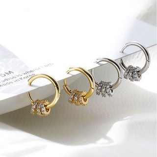 multi cystal hoop earring ต่างหูห่วง ประดับคริสตัล ใส่ได้2แบบ สไตล์เกาหลี แฟชั่น ผู้หญิง พร้อมส่ง ร้านไทย