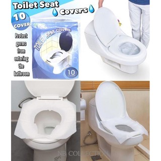 Toilet seat covers 10 cover แผ่นกระดาษลองชักโครก กันเชื้อโรค กับคราบสกปรก