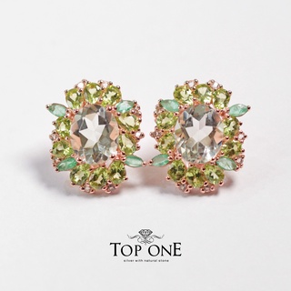 Top1Jewelry ต่างหูเงินแท้925 พลอย Green Amethyst, Peridot