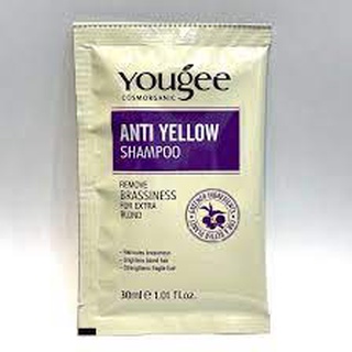 (1ซอง) Yougee anti yellow Shampoo ยูจี แอนตี้ เยลโล่ แชมพู ลดไรเหลือง 30 ml. ฆ่าไรเหลือง แชมพูม่วง แชมพูสีม่วง