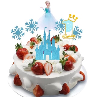 ท็อปเปอร์เค้ก รูปปราสาทเจ้าหญิง Frozen Snowflake