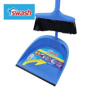 SWASH Long Handle Dustpan Set (Blue)  ชุดไม้กวาดพร้อมที่โกยผงด้ามยาว ไม้กวาดพร้อมที่โกย ไม้กวาด ที่โกย ที่ตักขยะ