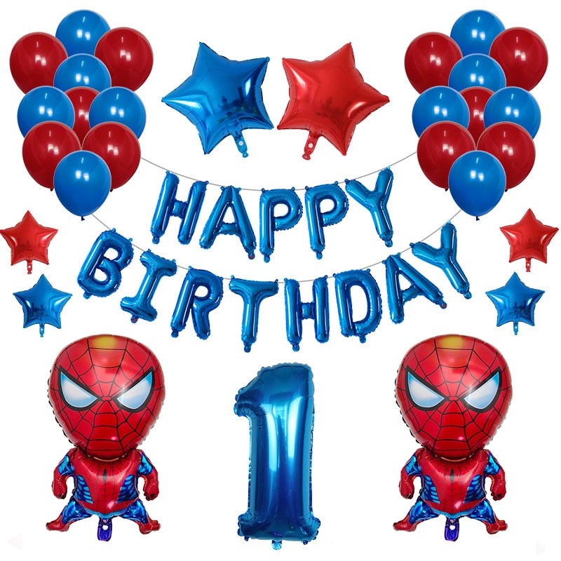 ลูกโป่งธีมสไปเดอร์แมน ตัวอักษร Happy Birthday 32 นิ้ว สําหรับตกแต่งปาร์ตี้วันเกิดเด็ก 42 ชิ้น ต่อชุด