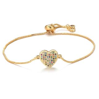 Beautiful Multi Cubic Zirconia Heart Bracelet for Women Lover Slider Chain Charm Bridal Wedding Bracelets Jewelry Gift