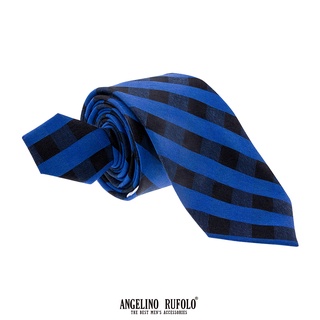 ANGELINO RUFOLO Necktie(NTS-กฟ.13-15) เนคไทผ้าไหมผสมคอตตอนคุณภาพเยี่ยม ดีไซน์ Checkered น้ำเงิน/กากี/ชมพู/เขียว/แดง/ม่วง