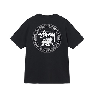 เสื้อยืดพิมพ์ลายแฟชั่น STUSSY เสื้อยืดย้อมสี พิมพ์ลายสิงโต