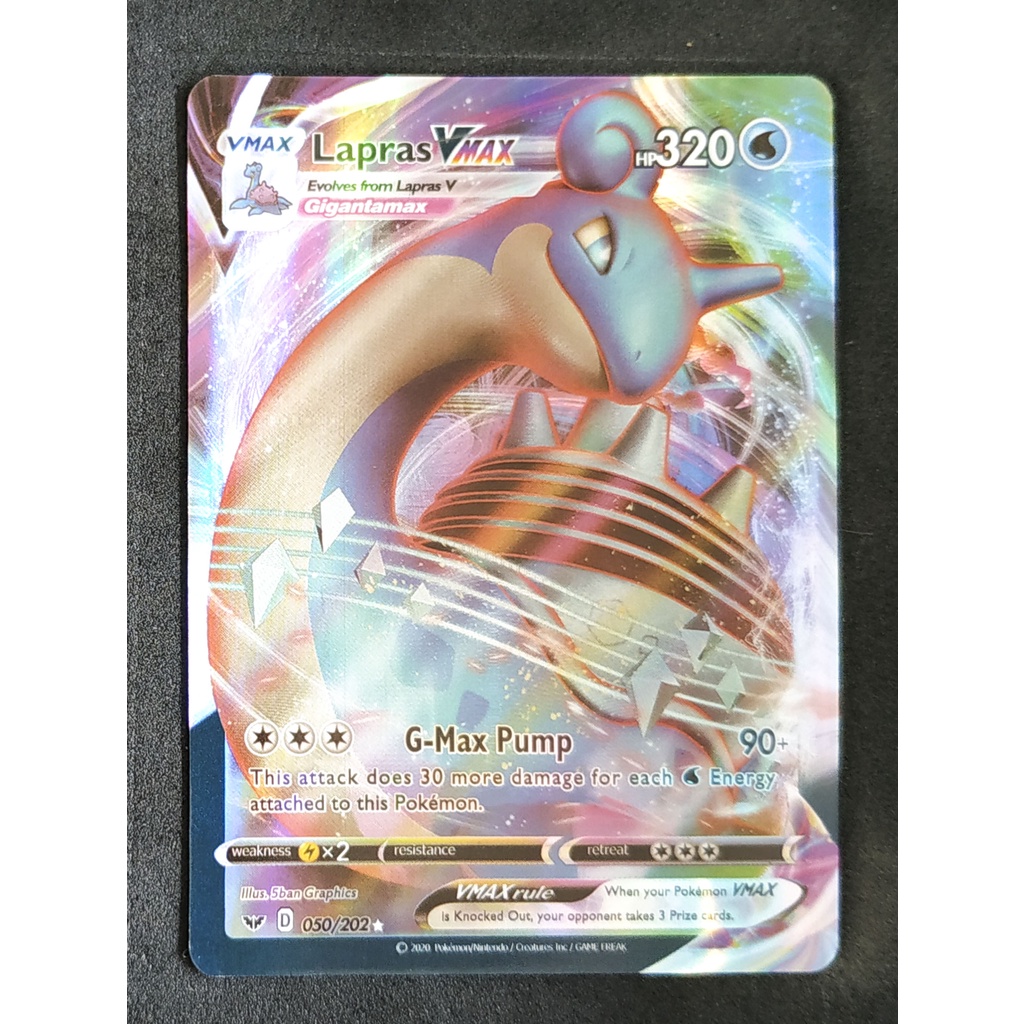 Lapras V Max Card ลาพลาซ 050/202 Pokemon Card Gold Flash Light (Glossy) ภาษาอังกฤษ