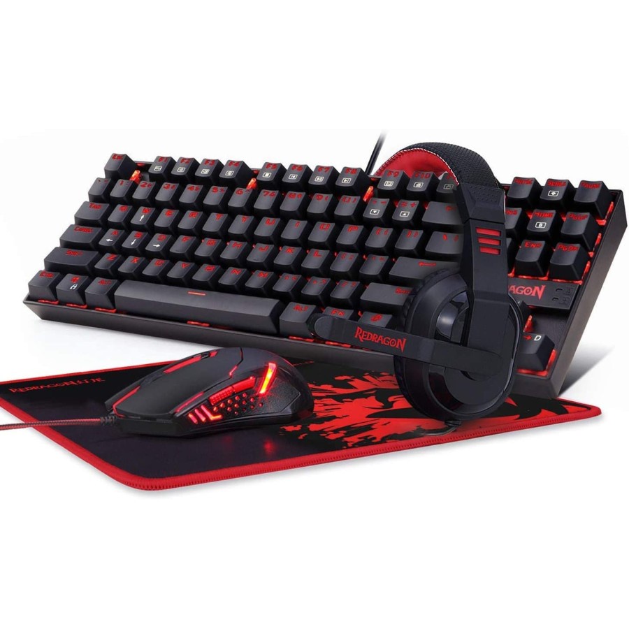 REDRAGON Reddragon K552-BB Gaming Keyboard TKL Mouse Pad ชุดหูฟัง 4 in 1 Combo
